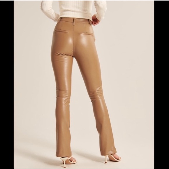 Women’s ABERCROMBIE & FITCH Ultra High Rise Faux Leather Pants Split Hem- Sz 10 - Picture 2 of 11